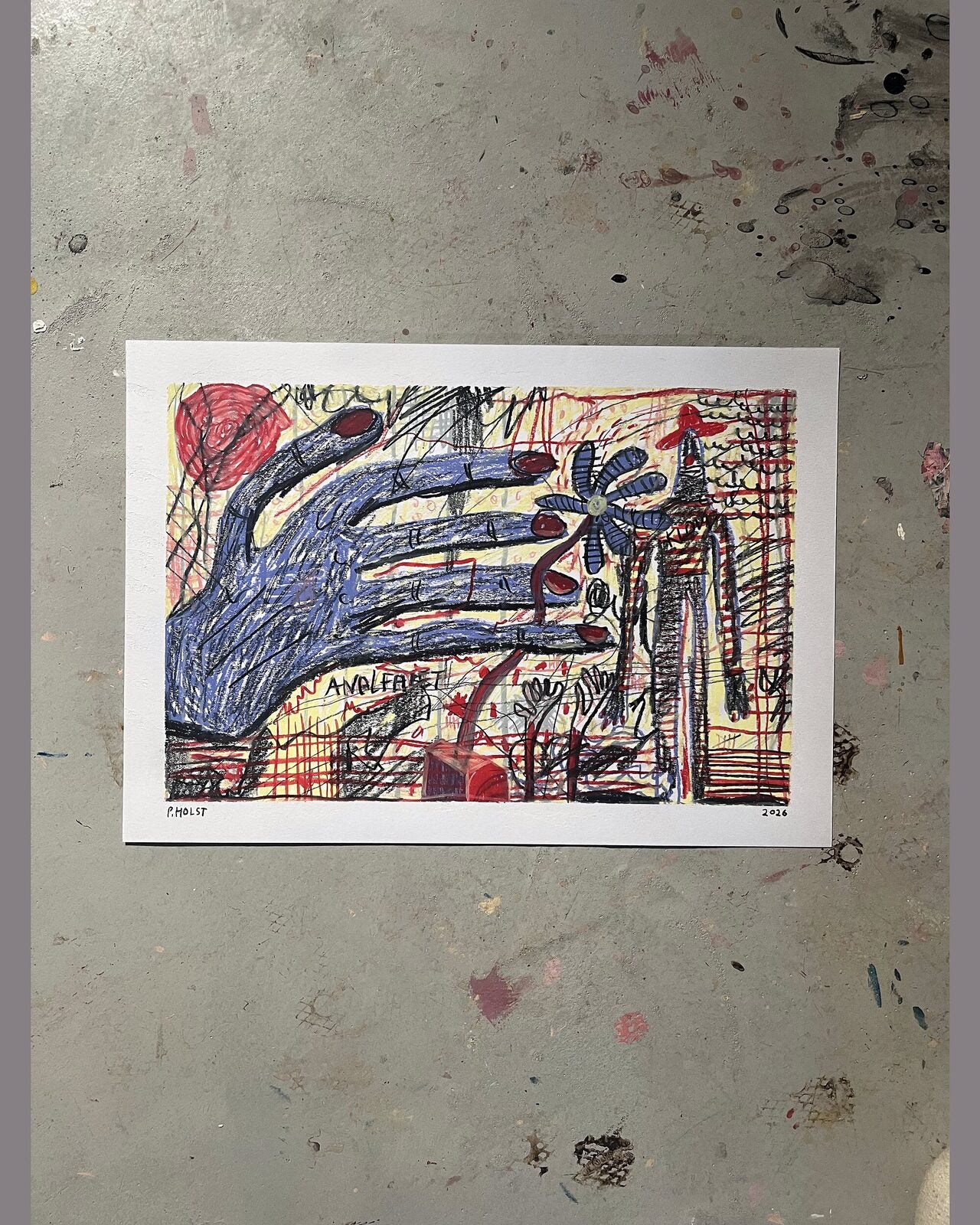Amulet, pastelkridt på papir