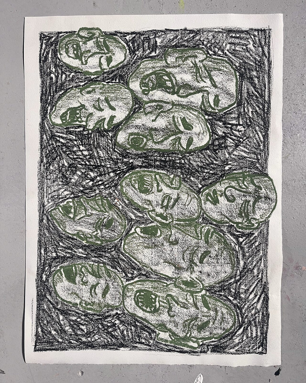 Grønt Kor (A3), pastelkridt på papir