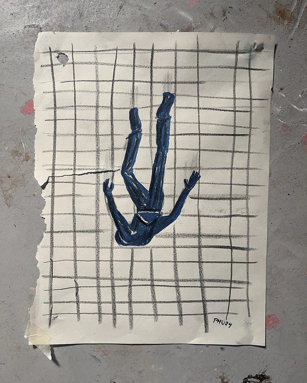 Falder (A3), pastelkridt på papir