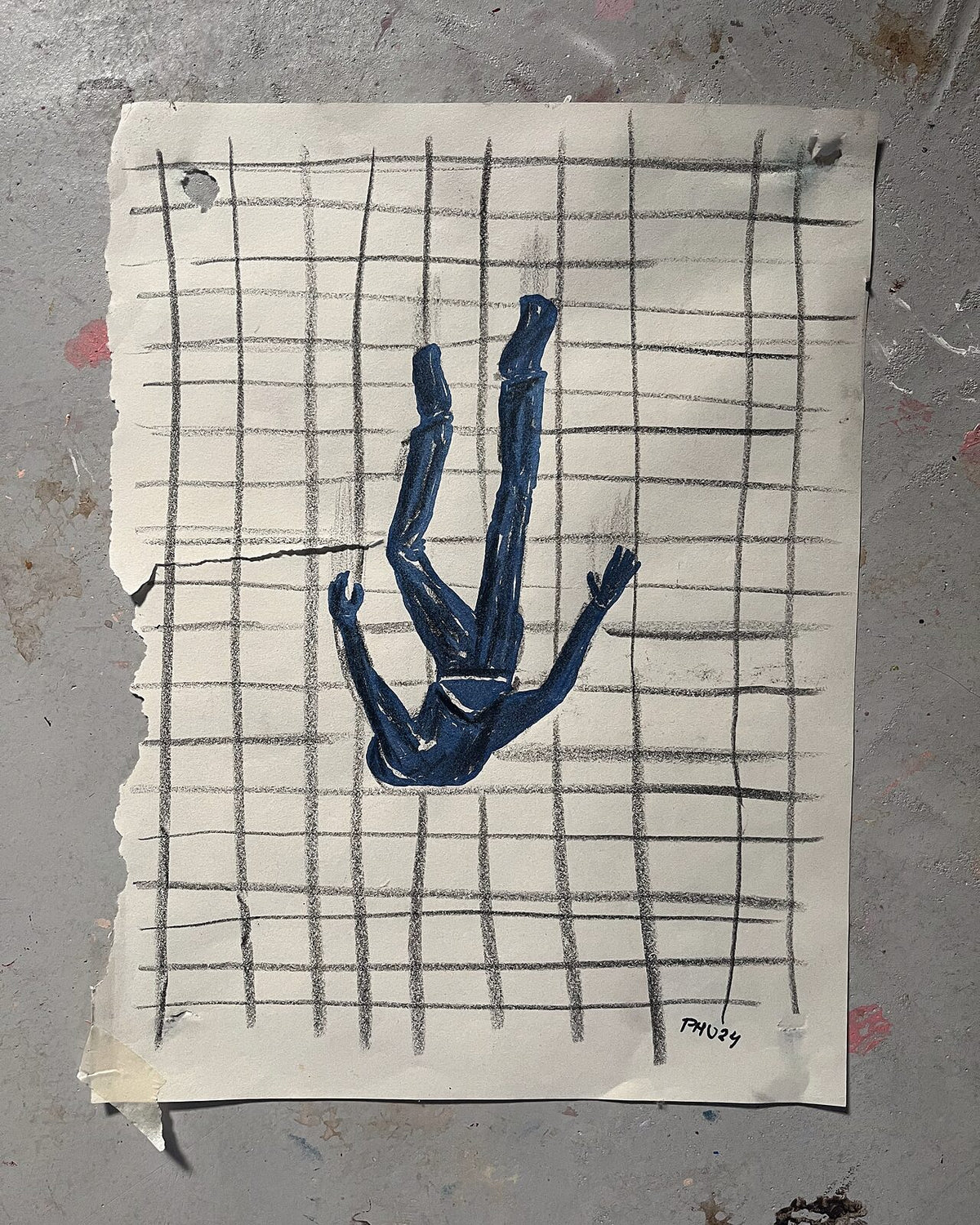 Falder (A3), pastelkridt på papir