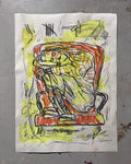 Sovende i stol (A3), pastelkridt på papir