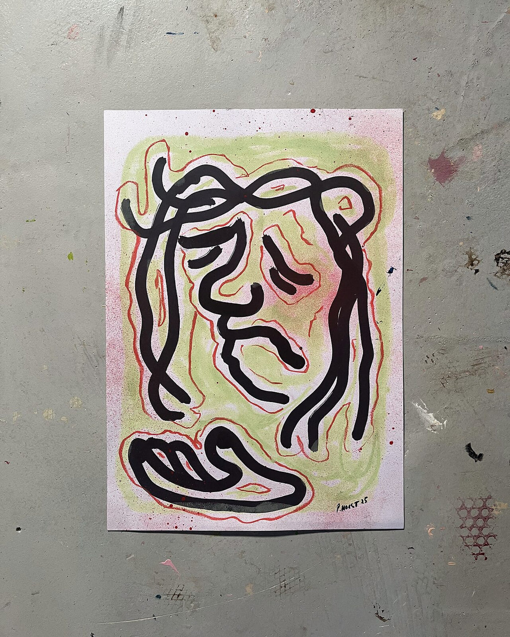 Tikker (A3), pastelkridt på papir