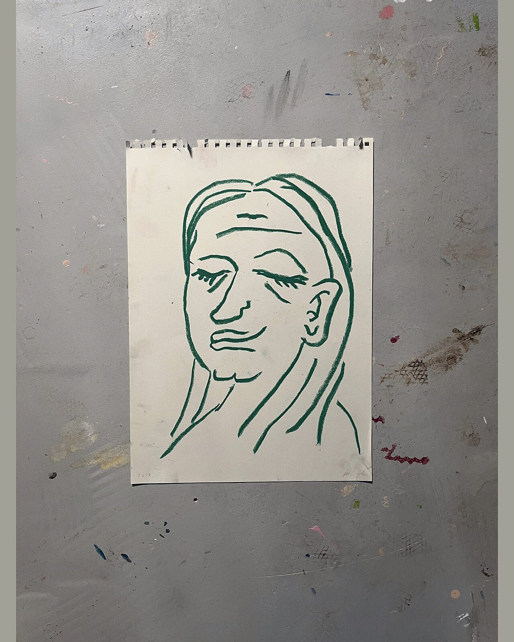 Den sovende, pastelkridt på papir