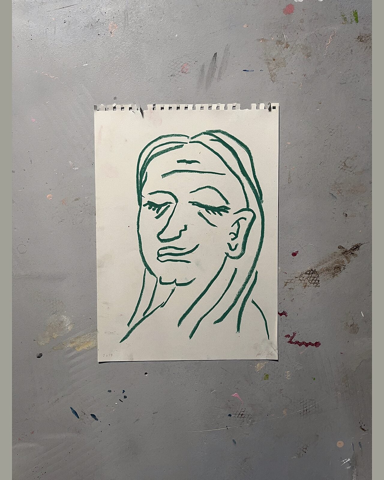 Den sovende, pastelkridt på papir