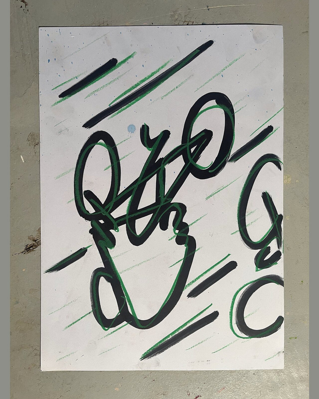 Grøn skrift, nærbillede