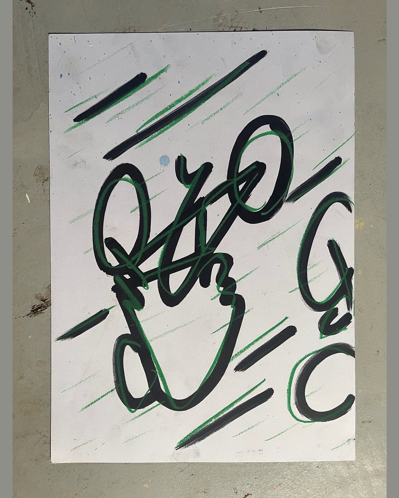 Grøn skrift, nærbillede