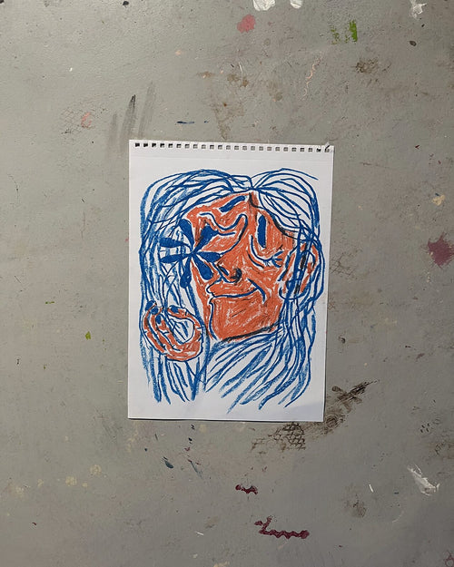 Ansigt i orange (A3), nærbillede