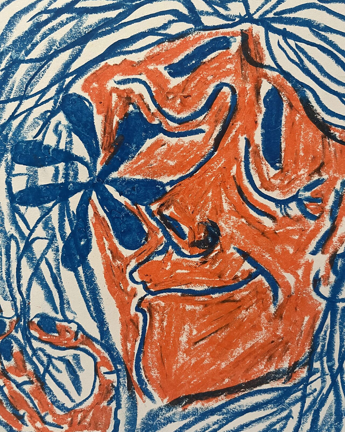 Ansigt i orange (A3), nærbillede