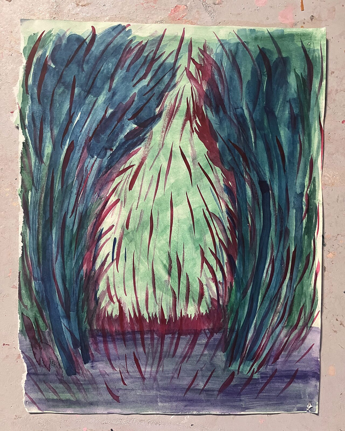 Flammen (A3), pastelkridt på papir