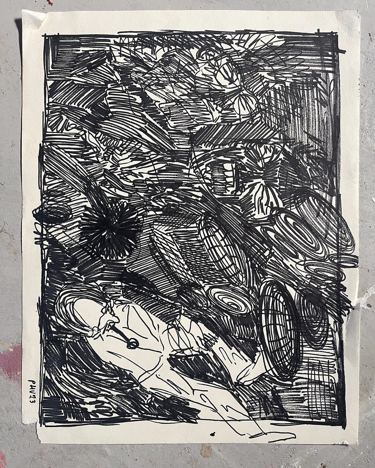 I mørket (A3), pastelkridt på papir