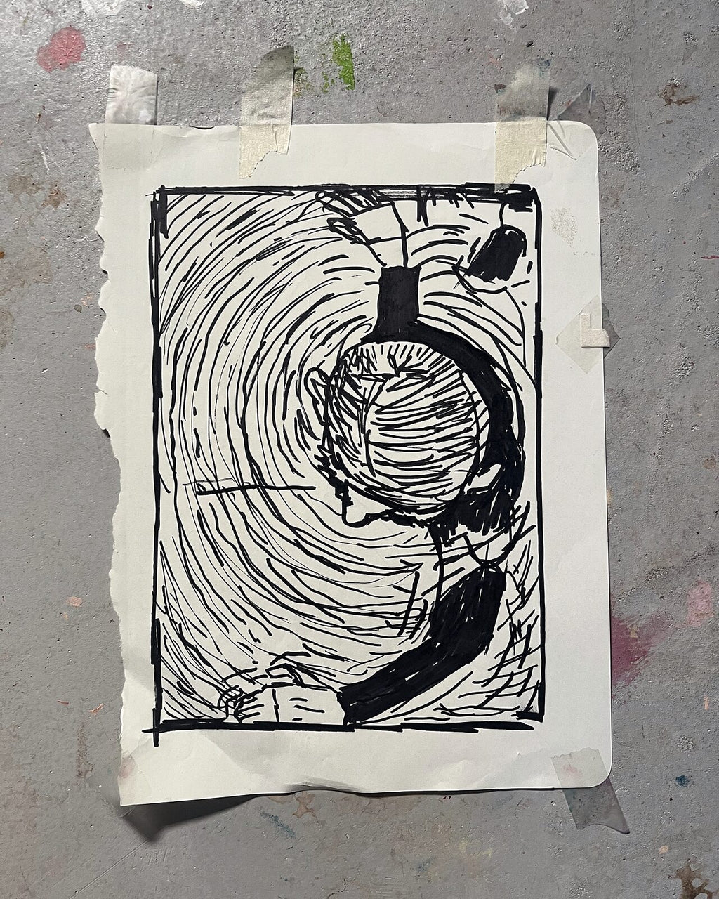 Svømmer (a5), pastelkridt på papir