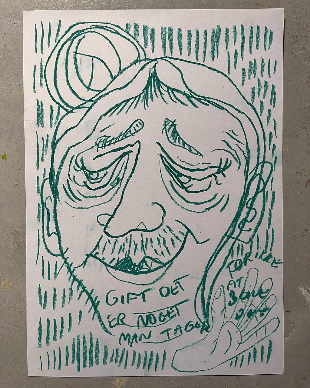 Gift (A3), pastelkridt på papir