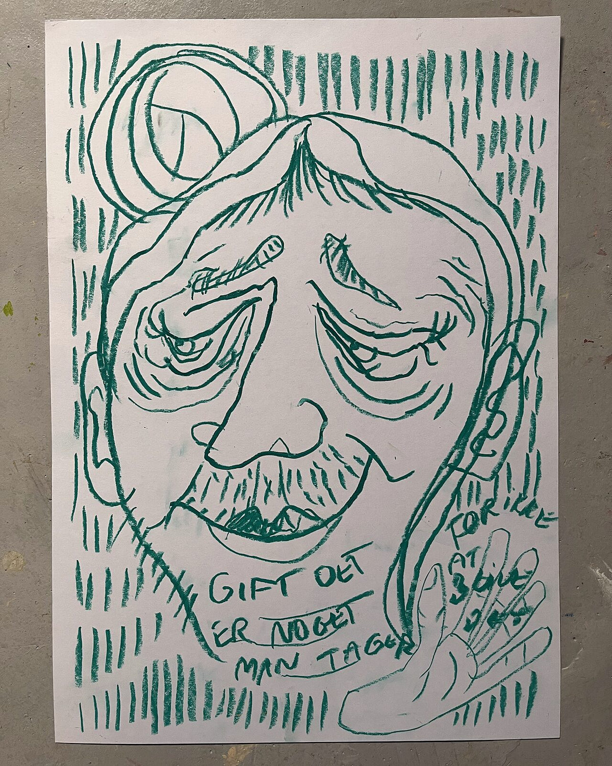 Gift (A3), pastelkridt på papir