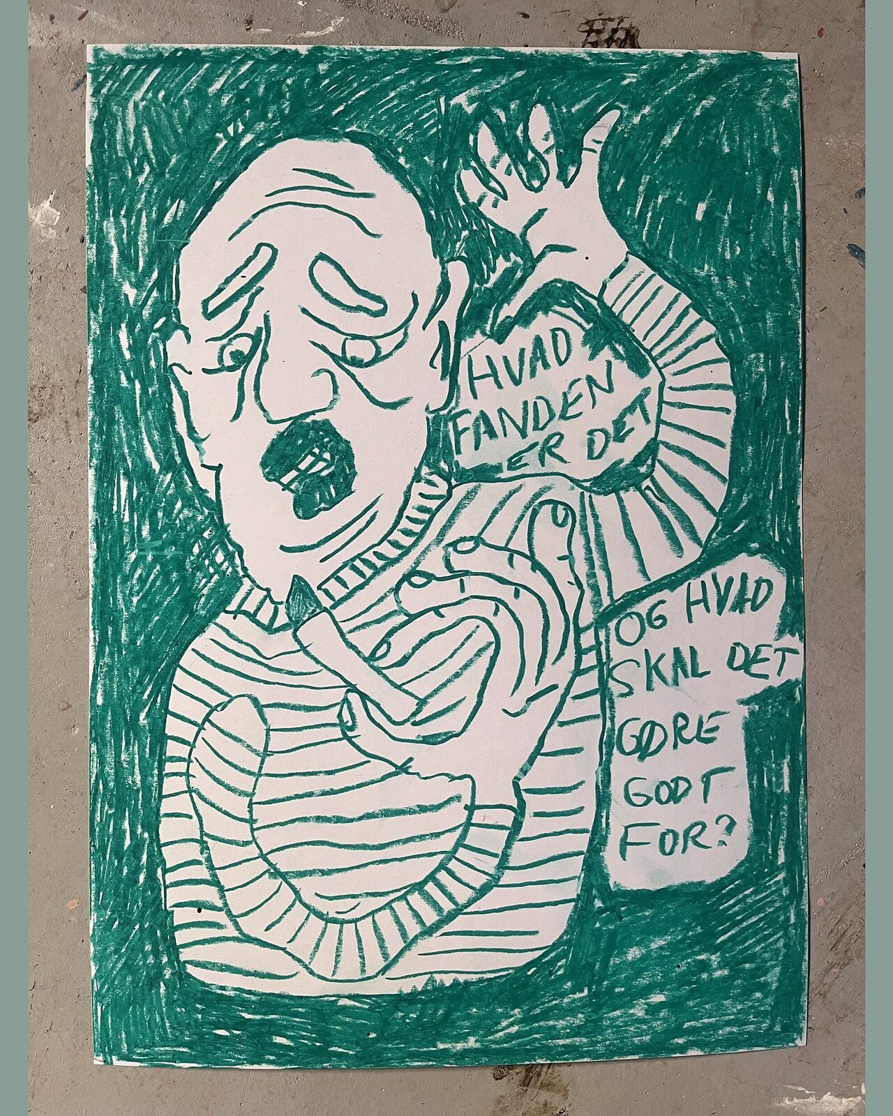 Hvad fanden, pastelkridt på papir